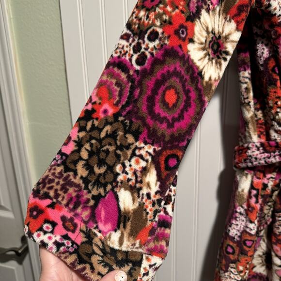 Vera Bradley Rosewood Floral Plush Robe Hooded Size Large XLarge - Picture 2 of 6